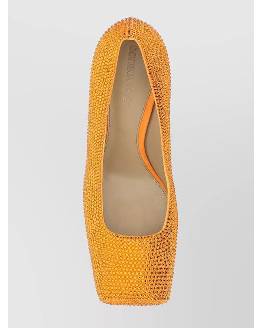 Bottega Veneta Orange Leather Rhinestone-Embellished Pumps