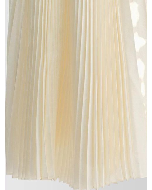 Sandbeige Natural High Waist Midi Skirt Pleated Design
