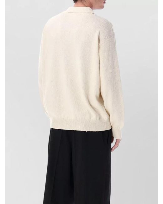 Roberto Collina White Long Sleeve Polo Cotton Knit Sweater for men
