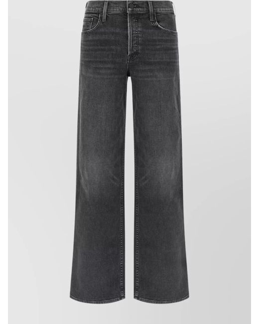 Mother Gray Denim Wide-Leg Jeans