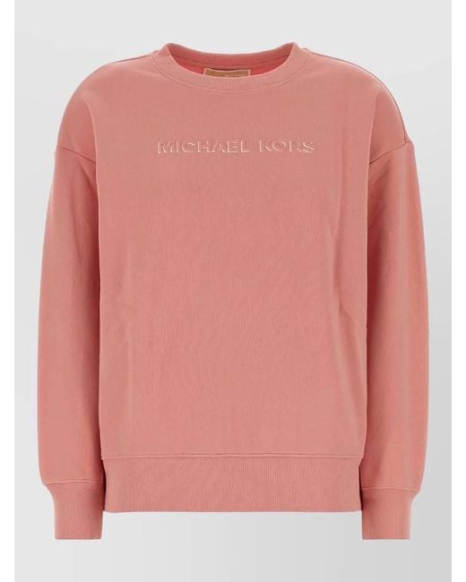 Michael Kors Pink Cotton Sweatshirt Crew Neck Long Sleeves