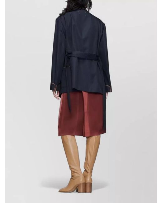 Maison Margiela Blue Belted Single-Breasted Coat