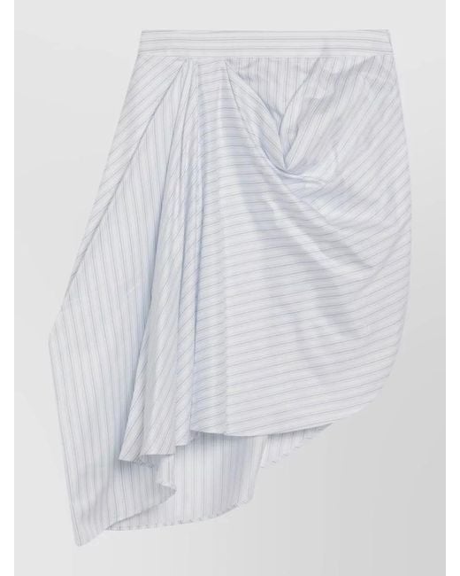 J.W. Anderson White Striped Draped Asymmetric Skirt