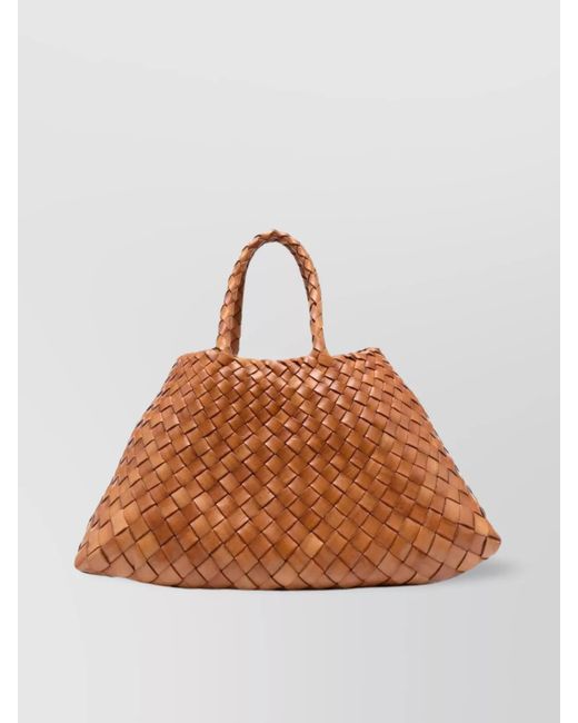 Dragon Diffusion Brown Santa Croce Small Leather Tote Bag