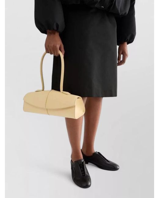 Jil Sander Natural Linea Leather Shoulder Bag Curved Flap