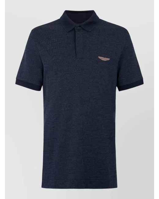 Boss Blue Short Sleeve Cotton Piqué Polo Shirt for men