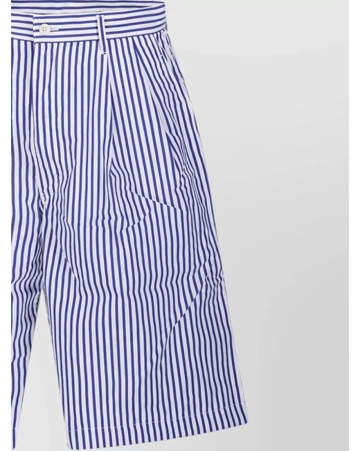 Comme des Garçons Blue Striped Shorts Belt Loops Side And Back Pockets for men