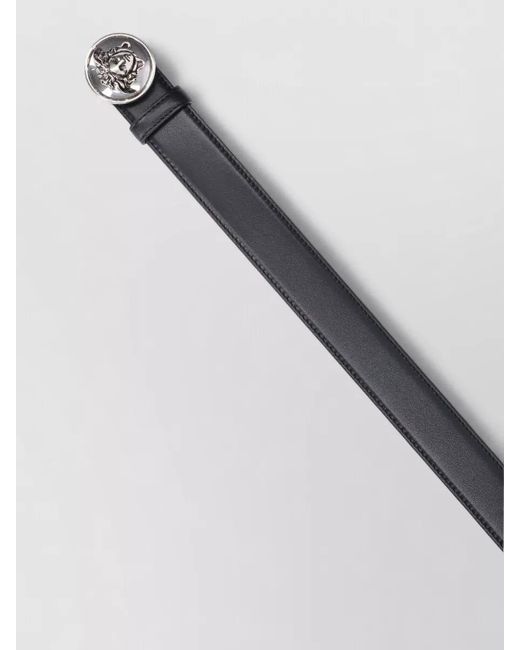 Versace Gray Adjustable Belt Medusa Buckle Design