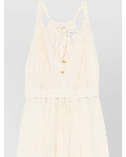 120% Lino White Linen Maxi Dress Sleeveless Side Slit