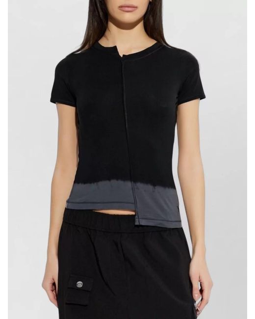 Y-3 Black Asymmetric Dip-Dye Paneled Short-Sleeve T-Shirt