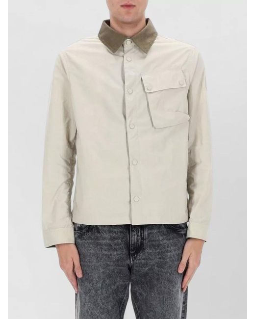 Belstaff White Ground Jacket Chest Pocket Contrast Collar for men