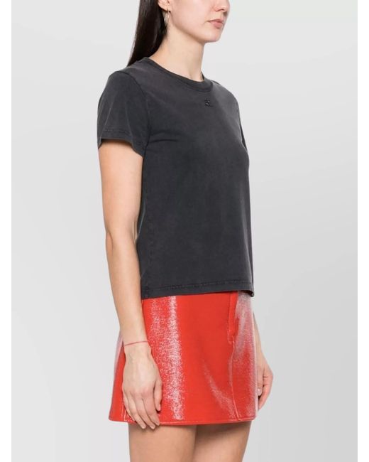 Courreges Black Cotton Regular-Fit Logo T-Shirt