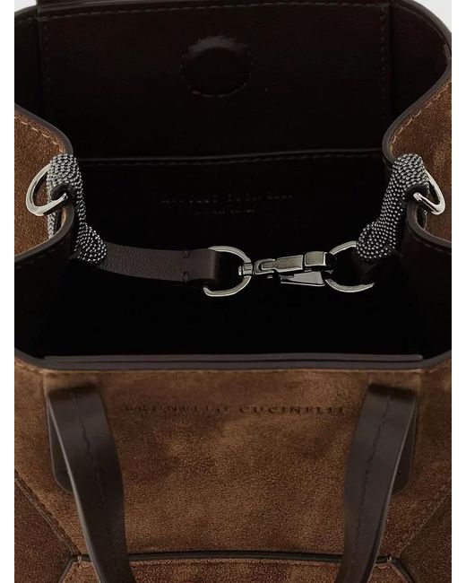 Brunello Cucinelli Brown Bc Duo Mini Top Handle Tote Bag