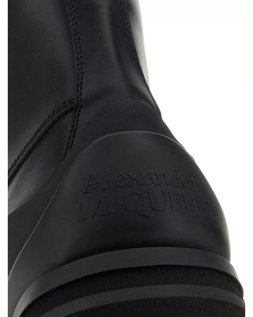 McQueen Black Leather Lace-Up Ankle Boots for men