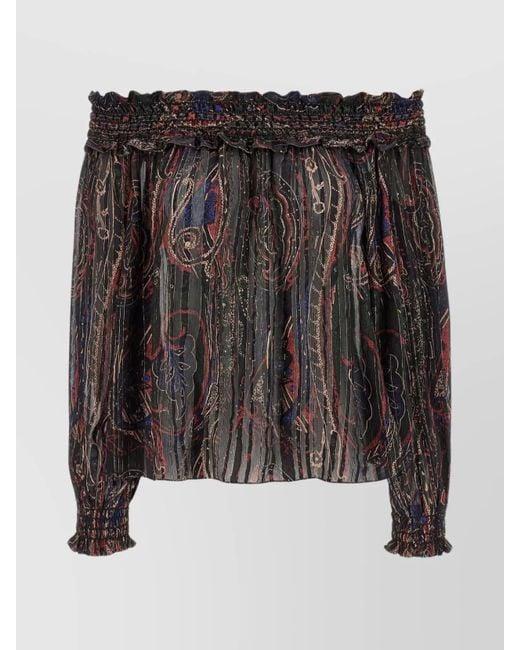 Saint Laurent Black Silk Smocked Blouse