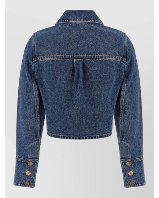 Balmain Blue Denim Cropped Jacket