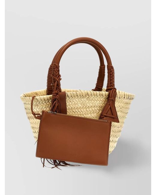 Alanui Metallic Icon Palm Leaf Small Beach Bag