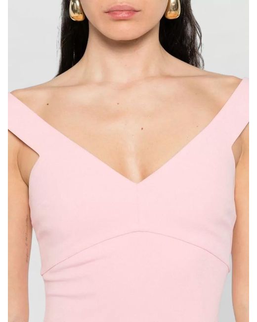 Solace London Pink Nalani Maxi Dress Back Slit V Neck