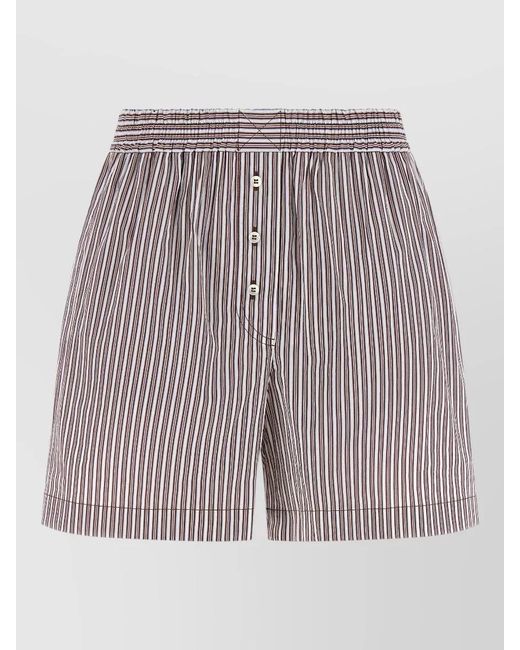 Brunello Cucinelli Multicolor Lounge Shorts Button Detail Striped Pattern