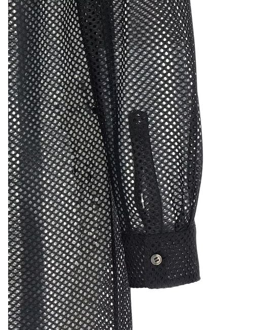 Comme des Garçons Gray Longline Mesh Shirt Featuring Chest Pocket for men