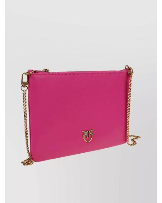 Pinko Pink Love Bag Flat Leather Cross-Body Bag