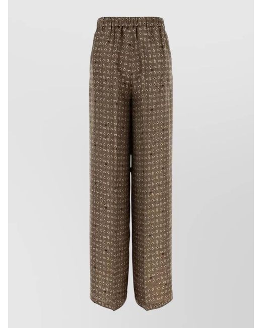 Max Mara Natural Silk Printed Wide-Leg Trousers