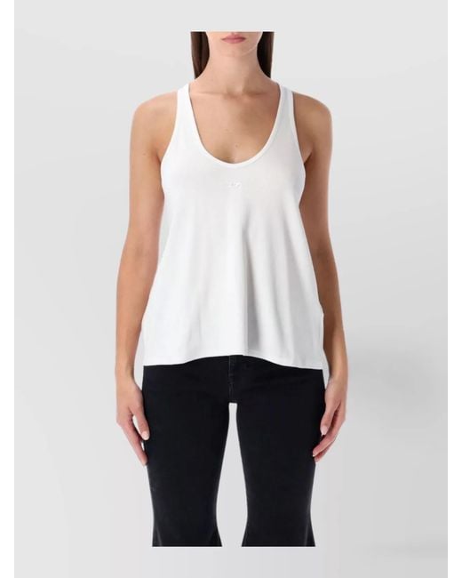 DIESEL White Ribbed Organic Cotton Tank Top