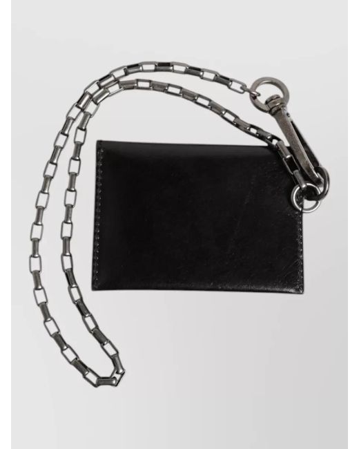 Dolce & Gabbana Black Leather Chain Bifold Card Holder for men