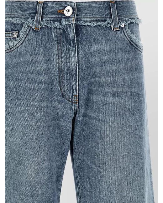 Versace Blue Denim Low-Rise Wide-Leg Jeans