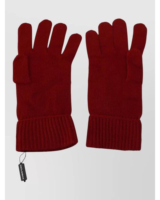 Dolce & Gabbana Red Cashmere Knit Gloves for men
