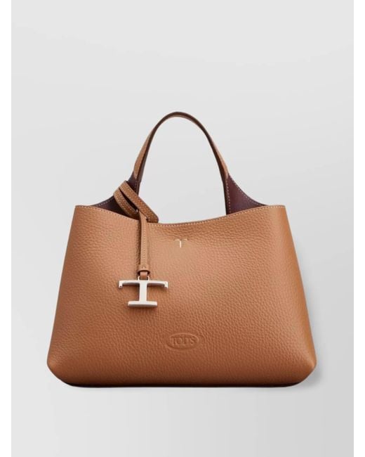 Tod's Brown T Timeless Micro Leather Tote Bag