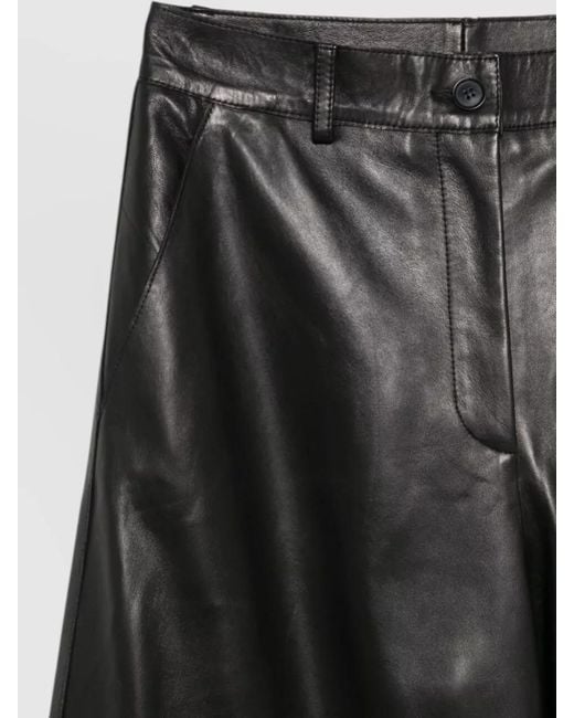 P.A.R.O.S.H. Gray Leather Wide-Leg Trousers