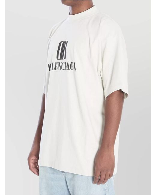 Balenciaga White Nano Bb Logo Dry Jersey Medium Fit T-Shirt for men