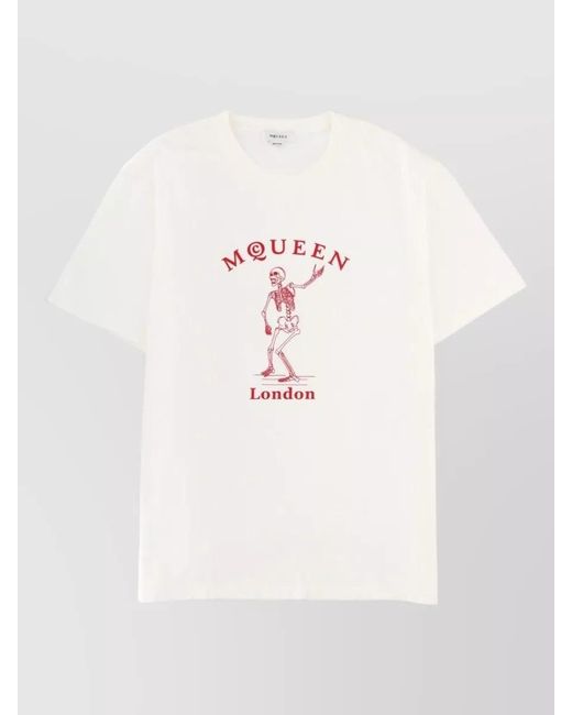 McQueen Natural Printed Cotton T-Shirt for men