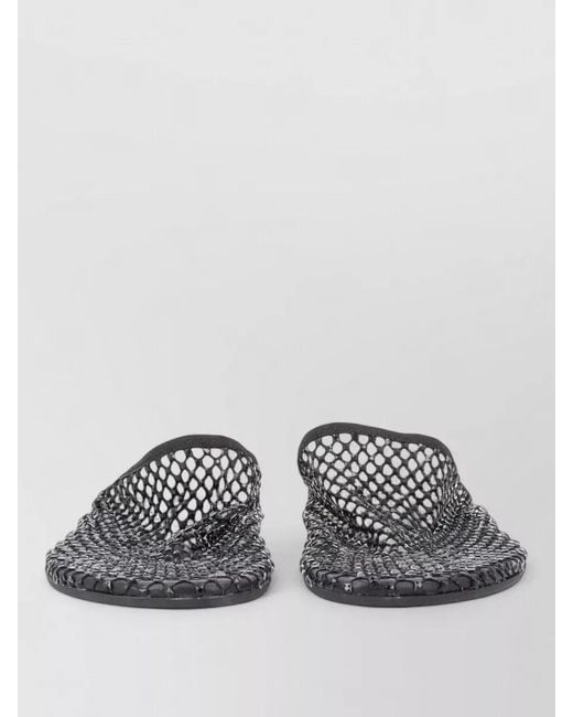 Alysi Gray Slide Mule Sandal Rhinestone Mesh Flat Sole