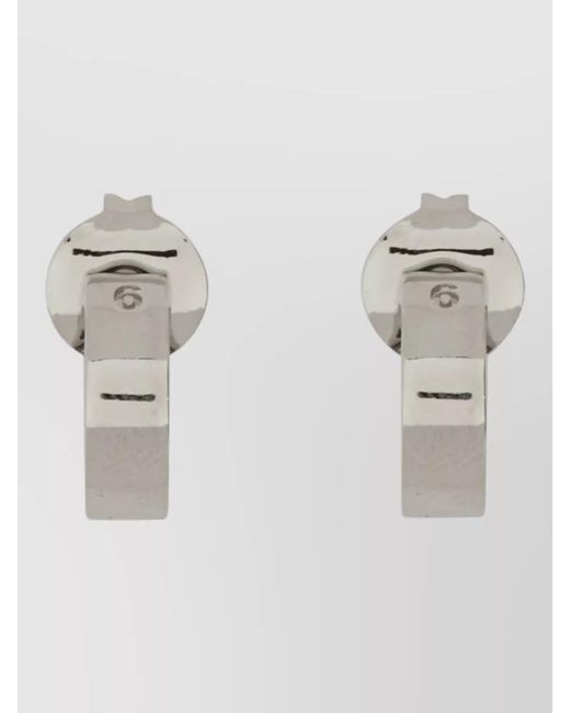 MM6 by Maison Margiela Natural Signature Logo Hoop Earrings Polished Finish