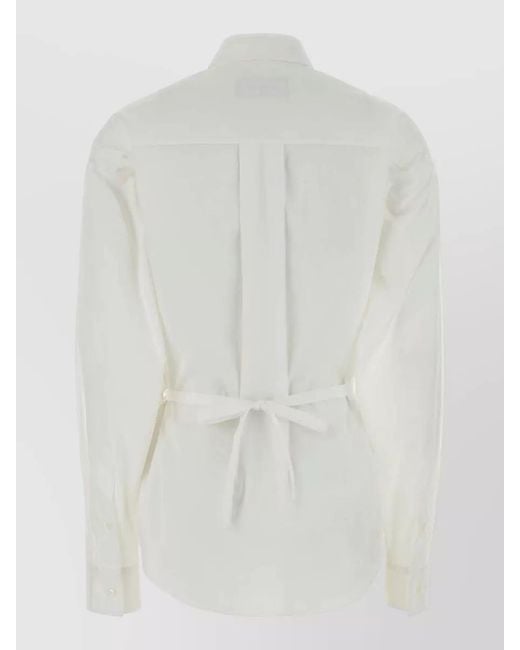 DSquared² White Stretch Poplin Shirt Regular Fit Tie Detail for men