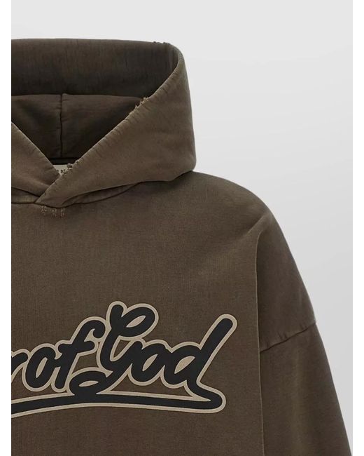 Fear Of God Green Logo Hoodie Hooded Fit Kangaroo Pocket for men