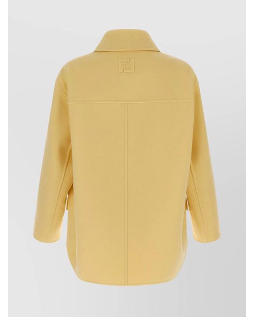 Fendi Yellow Wool Double-Breasted Peacoat for men