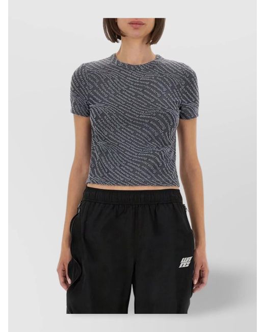Alexander Wang Blue Short Sleeve Round Neck Cropped Top