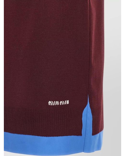 Miu Miu Purple Wool Midi Skirt Double Layer Slit