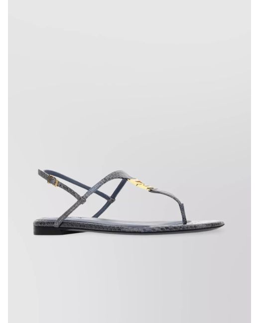Fendi Metallic Leather Flat T-Bar Sandals