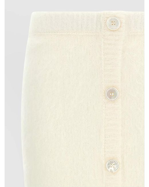Alessandra Rich White Carded Mohair Fitted Skirt