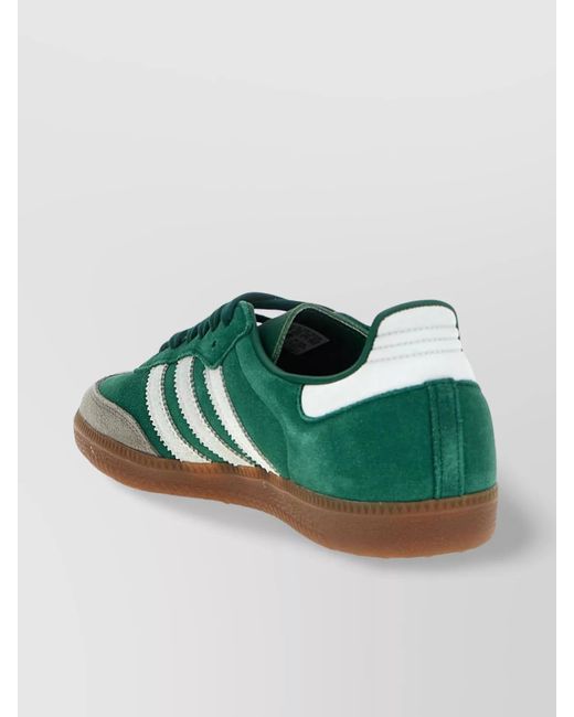 Adidas Originals Green Suede Leather Low-Top Sneakers for men