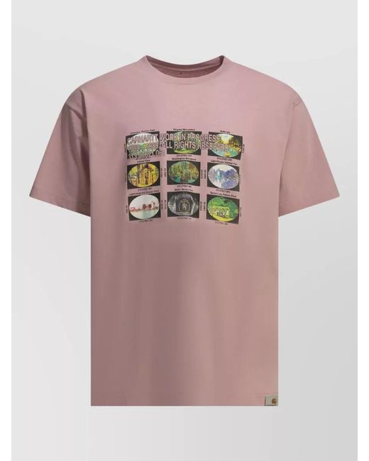 Carhartt Pink Coordinates Crew Neck Graphic Print T Shirt for men