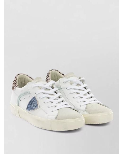 Philippe Model White Leather Low-Top Sneakers
