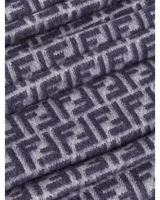 Fendi Purple Wool Scarf for men
