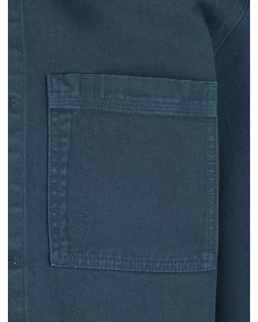 Closed Blue Jacket Collared Design Chest And Front Pockets for men