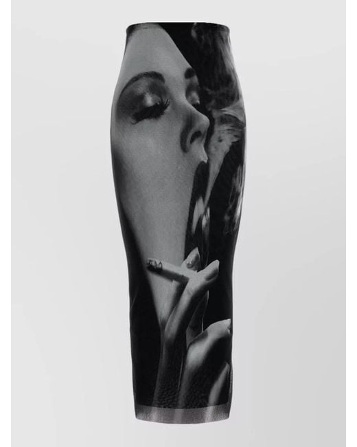 Jean Paul Gaultier Black Printed Pencil Skirt