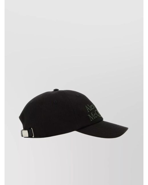 McQueen Black Cotton Logo Baseball Cap for men